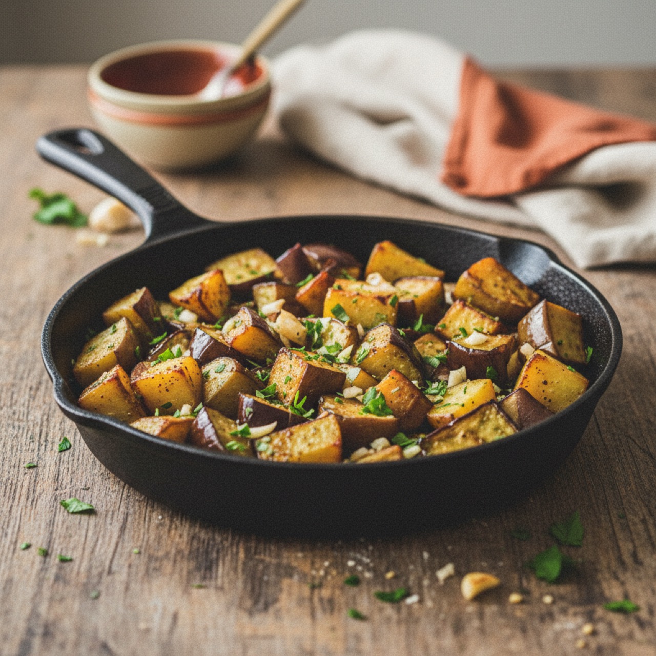 Poêlée végétarienne aubergine / pomme de terre